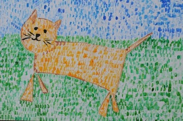 Obraz rudy kotek, ręcznie malowany akrylami