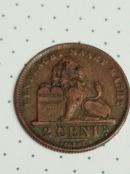 Moneta 2 centymy Belgia 1910