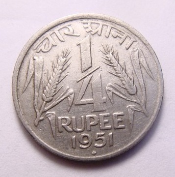 Indie 1/4 rupii 1951 Bombaj