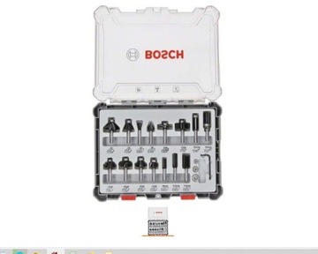 Bosch zestaw frezów 15szt chwyt 8mm