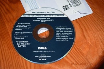 Płyta  DVD Dell Windows 7 Professional SP1, 64-bit