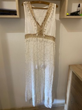 Sukienka biała boho maxi 38 M