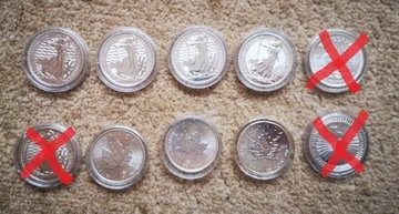 7 Uncjowych monet bulionowych. 
