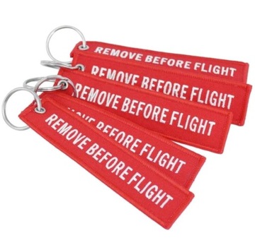 Brylok Haftowany czerwony Remove Before Flight 