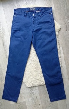 Granatowe męskie proste spodnie chinosy Sempre Casual Selection