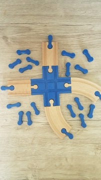 Rozjazd i łączniki do toru drewnianego Ikea Lidl