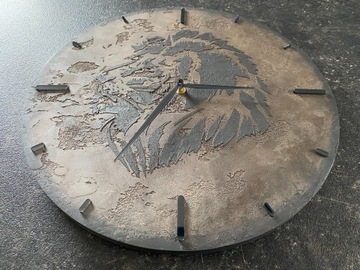 Zegar ścienny z motywem Lwa,40cm. Rękodzieło