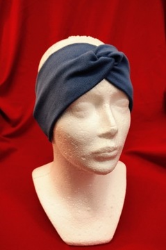 Opaska na głowę do włosów turban niebieska bawełna