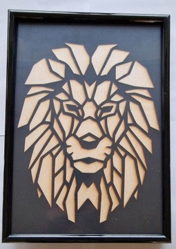 Dekor geometryczny lew drewniane płytki z ramką