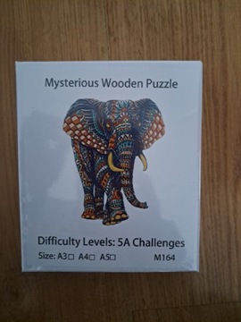 Drewniane Puzzle Słoń
