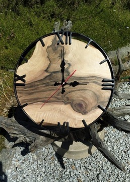 Zegar loft 40 cm drewno żywica 