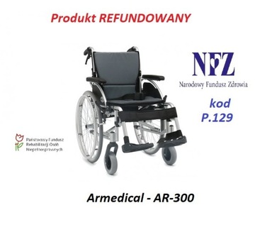 Wózek inwalidzki. Aluminium AR-300. NFZ