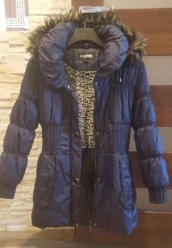 Granatowa kurtka pikowana zimowa bardzo ciepła M