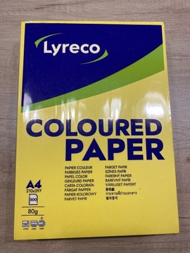 Papier kolorowy LYRECOA4 żółty 80g/m2 500 arkuszy 