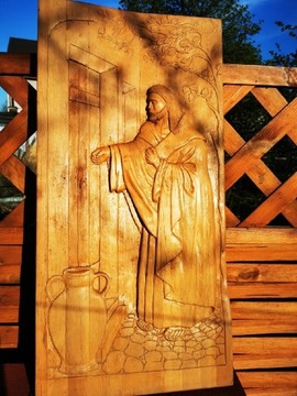 Płaskorzeźba Jezus Chrystus pukający do drzwi