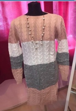 Sukienka tunika turecka biust 90/95 paski różowy