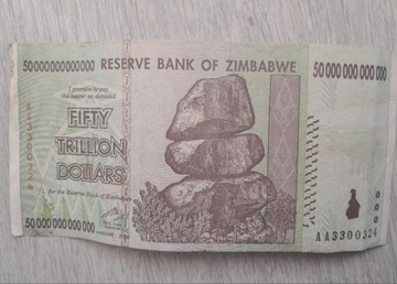 50 trylionów dolarów Zimbabwe