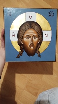 Ikona Mandylion JEZUS CHRYSTUS złoto 24k