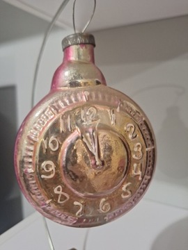 Bombka PRL stara kształtka ogromny zegar unikat