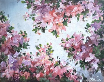 Obraz abstrakcja kwiaty 40x50 malowany