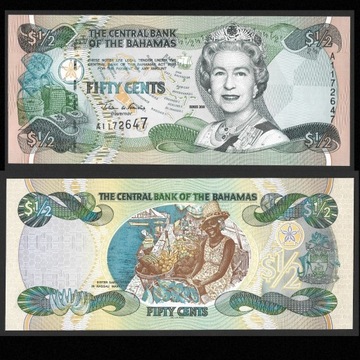 Banknot - Bahamy - 50 Cents  Elizabeth II 2001 UNC