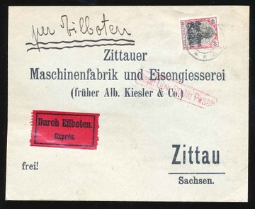 1916 ON, EXPRES, ŁÓDŹ do Zittau, 40pfg.GGW.