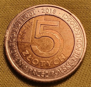 Moneta 5zl okolicznościowe z roku 2018.