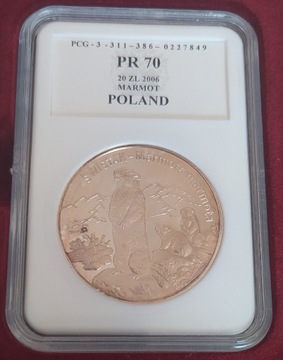 20 zł Świstak, Gr. PR70, srebro925 z 2006r.