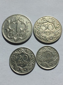 10 gr - 1 zł   1923-1929 (4szt)