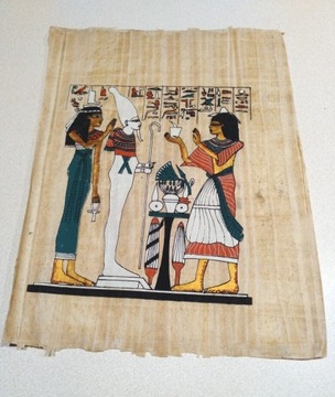,obrazek egipski ręcznie malowany na papirusie