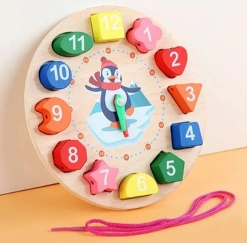 Drewniany zegar do nauki godzin dla dziecka