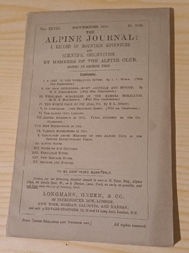 Alpine Journal 1914 London Anglia