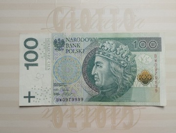 Banknot 100 zł, seria BW 