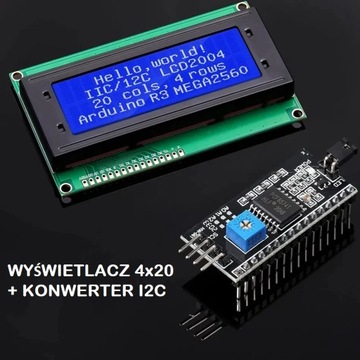 WYŚWIETLACZ ARDUINO LCD 4x20 NIEBIESKI I2C HD44780