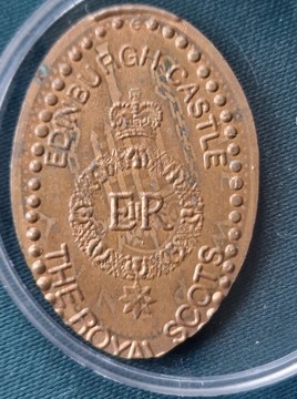 Moneta wydłużona, numizmat 1 pens 1971 Edinburgh