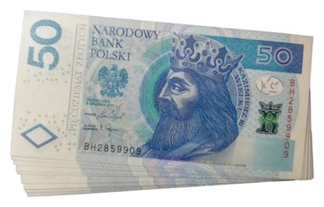 50 zł złotych UNC z paczki bankowej 2017 seria BH