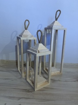 Lampion drewniany świecznik ozdoba dekoracja 36cm