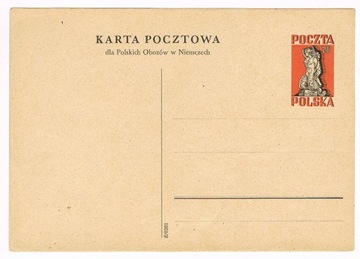 Polska 1945r  Karta pocztowa Cp1 obóz w Nieczech