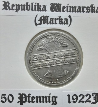 Niemcy  WEIMAR - 50 Pfennig 1922 J