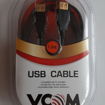 Przedłużacz USB 2.0 (AM/AF) 1,8m firmy VCOM