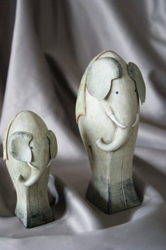 Słonie figurki - handmade, kolorowe kamienie