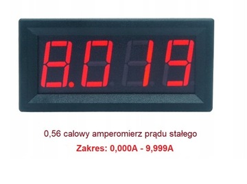 Amperomierz 0-9,999A 4 cyfry panel LED 0,56"