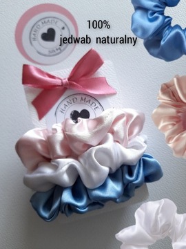 100% jedwab naturalny 3 gumki do włosów scrunchie