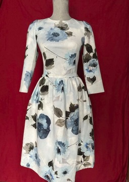 Sukienka Alma Bizuu kwiaty niebieska r. 34 XS