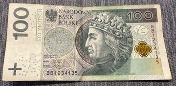 Banknot 100zł seria BB 2012r unikat