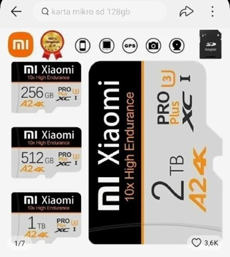 Karta pamięci MI Xiaomi micro SD + ADAPTER  2 TB