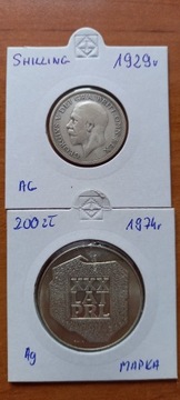 200 Złoty "MAPKA" l SHILLING z 1929 r , srebro