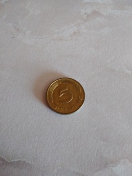 Moneta Niemcy 5 pfennig 1991