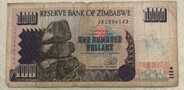 banknot Zimbabwe dollars 100, r. 1995