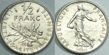 Frankreich 1/2 Franc 1986  Moneta